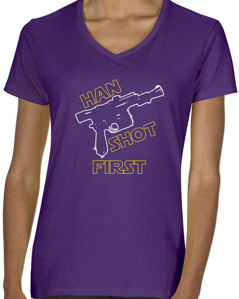 Hot Press Apparel Women's Han Shot First V-neck T-shirt