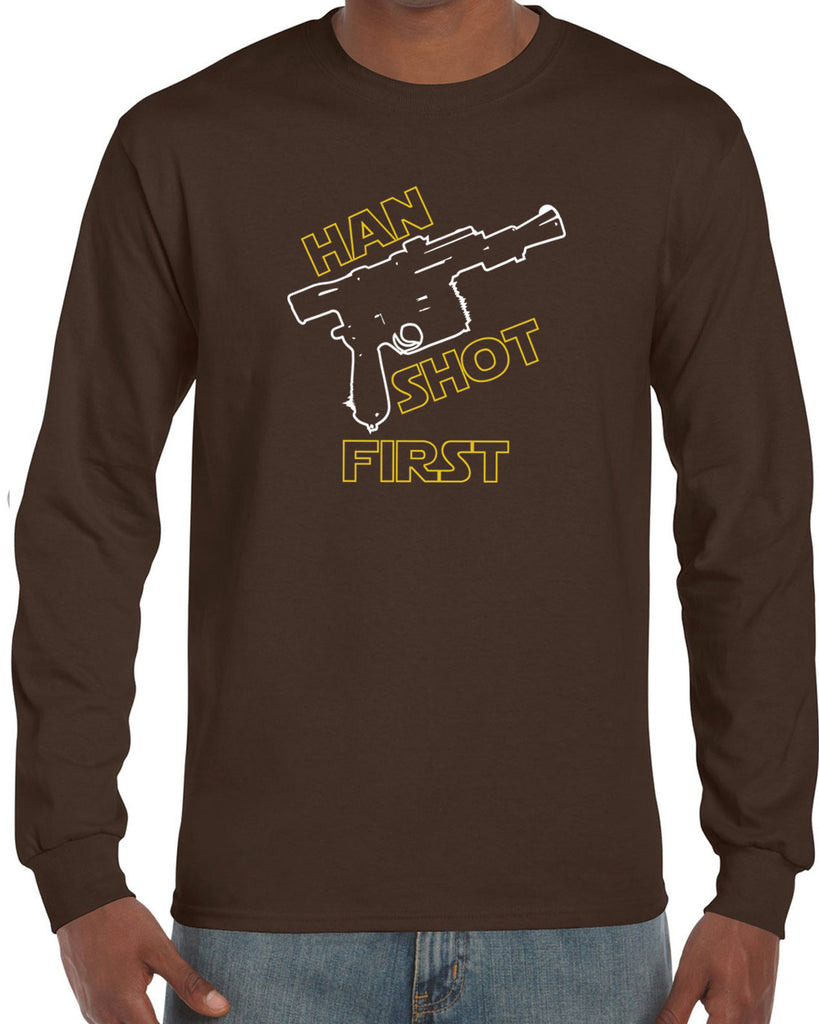 Hot Press Apparel Mens Han Shot First Long Sleeve Shirt