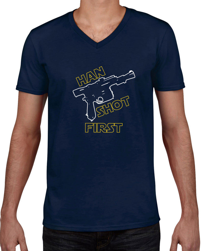 Hot Press Apparel Mens Han Shot First V-Neck Shirt