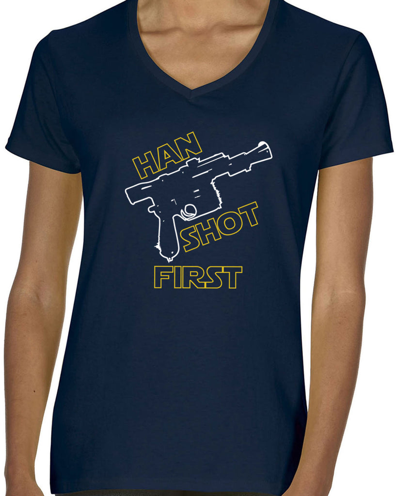 Hot Press Apparel Women's Han Shot First V-neck T-shirt