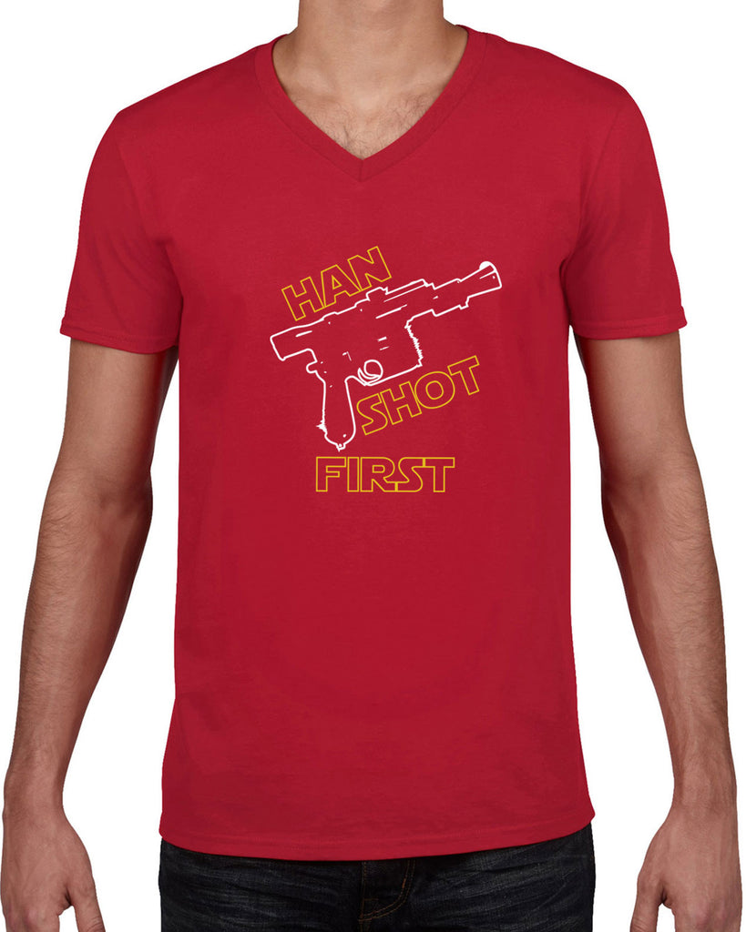 Hot Press Apparel Mens Han Shot First V-Neck Shirt