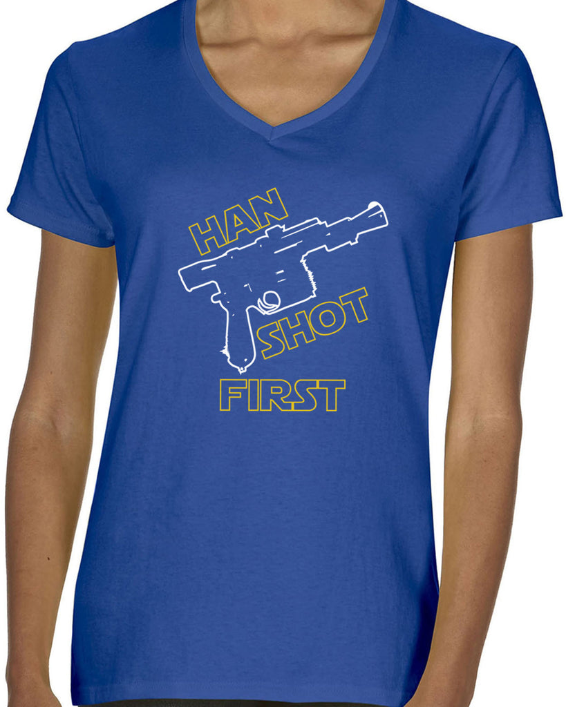 Hot Press Apparel Women's Han Shot First V-neck T-shirt