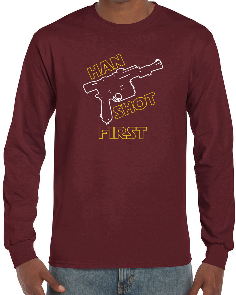 Hot Press Apparel Mens Han Shot First Long Sleeve Shirt