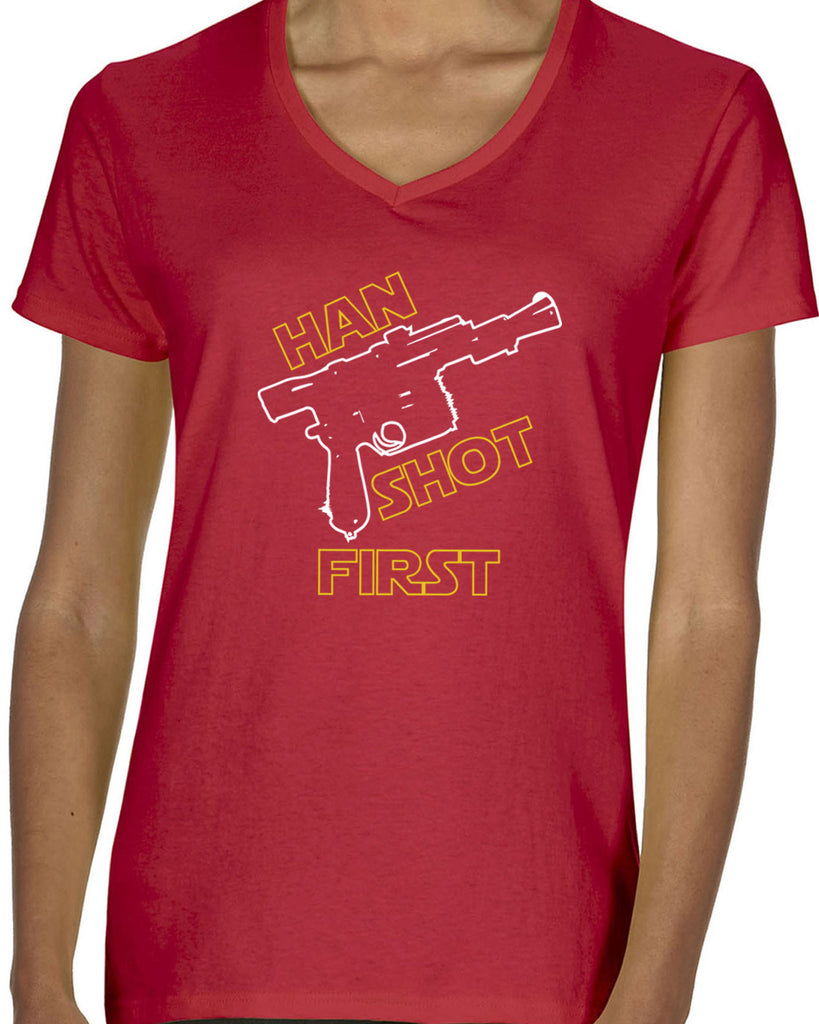 Hot Press Apparel Women's Han Shot First V-neck T-shirt