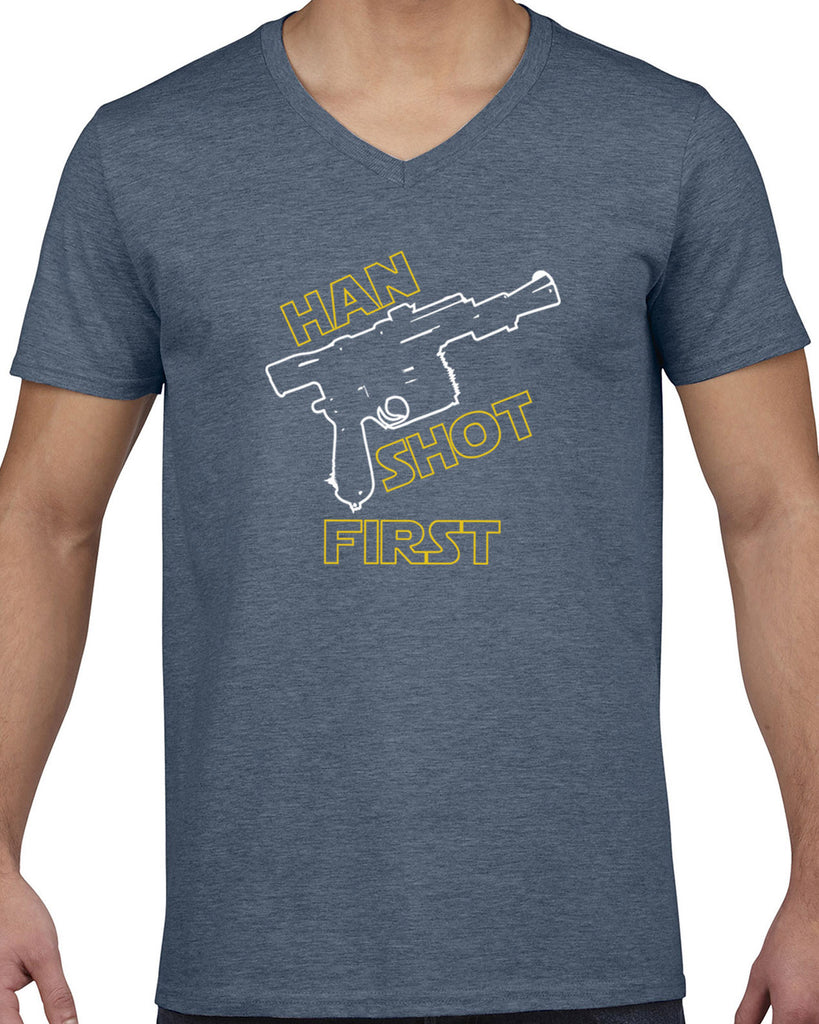 Hot Press Apparel Mens Han Shot First V-Neck Shirt