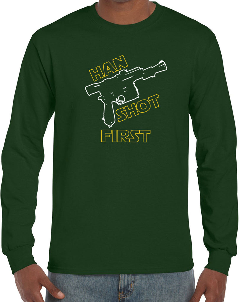 Hot Press Apparel Mens Han Shot First Long Sleeve Shirt