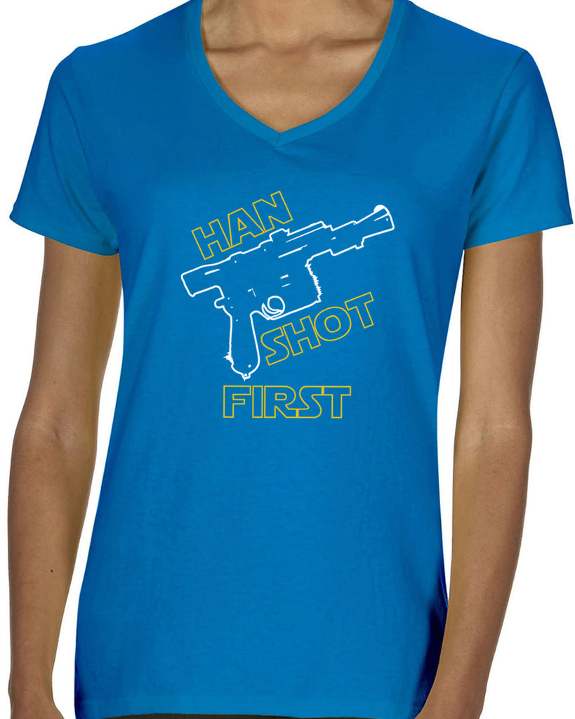 Hot Press Apparel Women's Han Shot First V-neck T-shirt