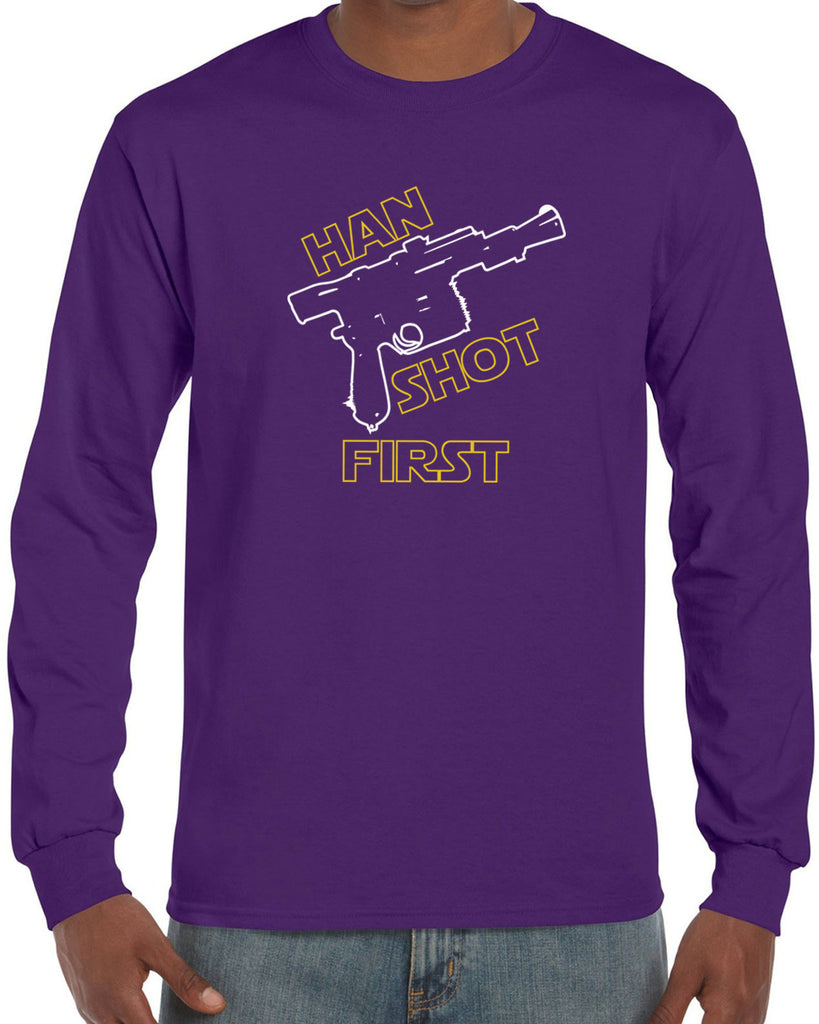 Hot Press Apparel Mens Han Shot First Long Sleeve Shirt