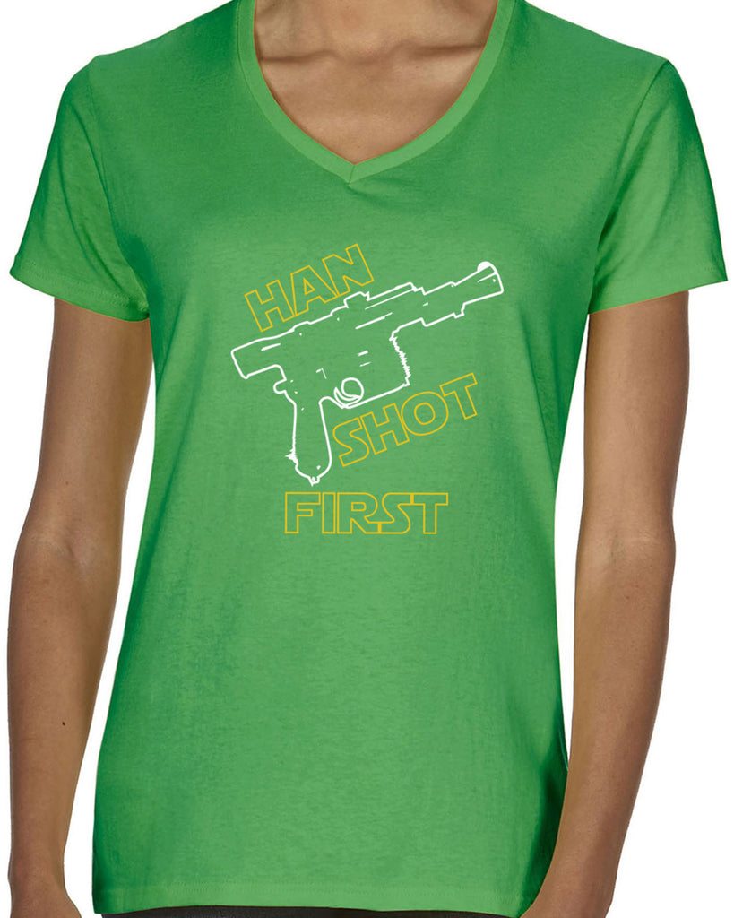 Hot Press Apparel Women's Han Shot First V-neck T-shirt