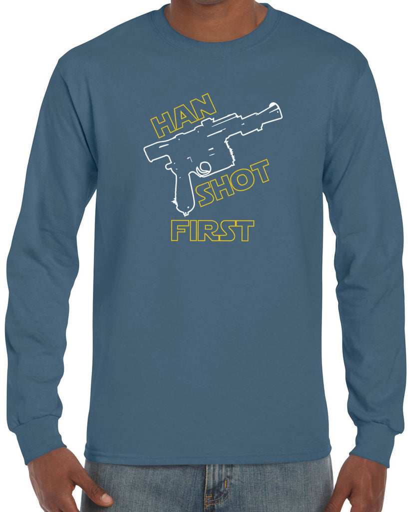 Hot Press Apparel Mens Han Shot First Long Sleeve Shirt