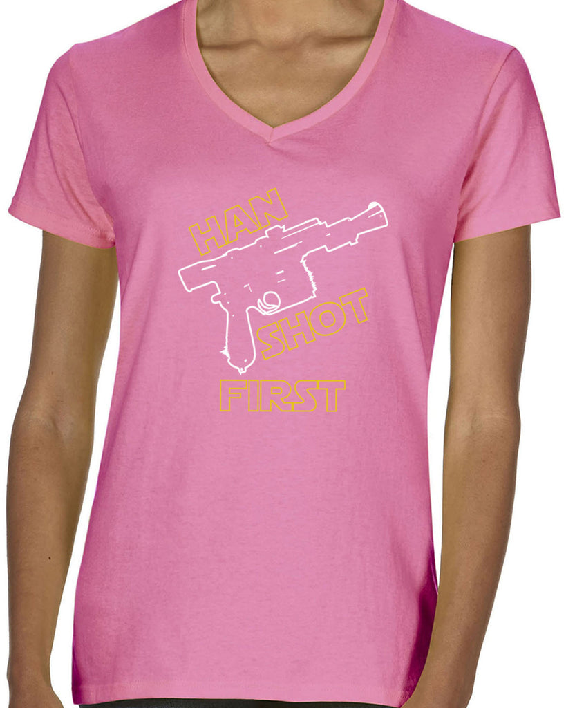 Hot Press Apparel Women's Han Shot First V-neck T-shirt