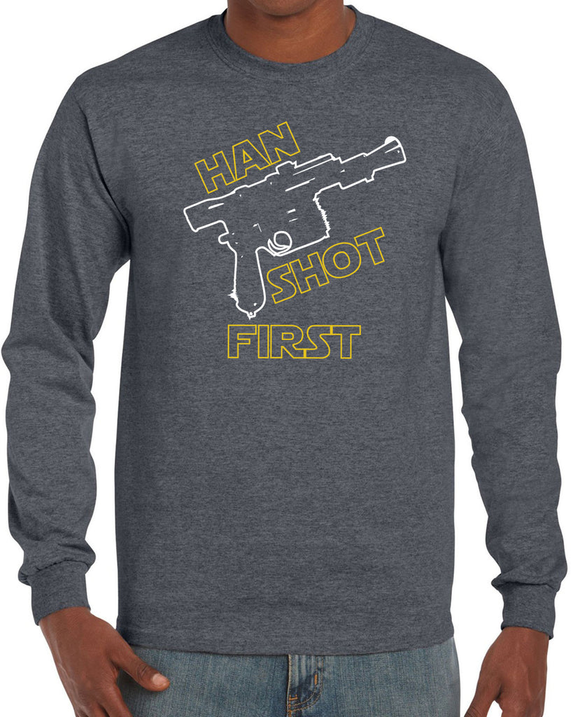 Hot Press Apparel Mens Han Shot First Long Sleeve Shirt