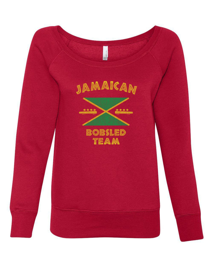Hot Press Apparel Women's Off the Shoulder Sweatshirt Jamaican Bobsled Team