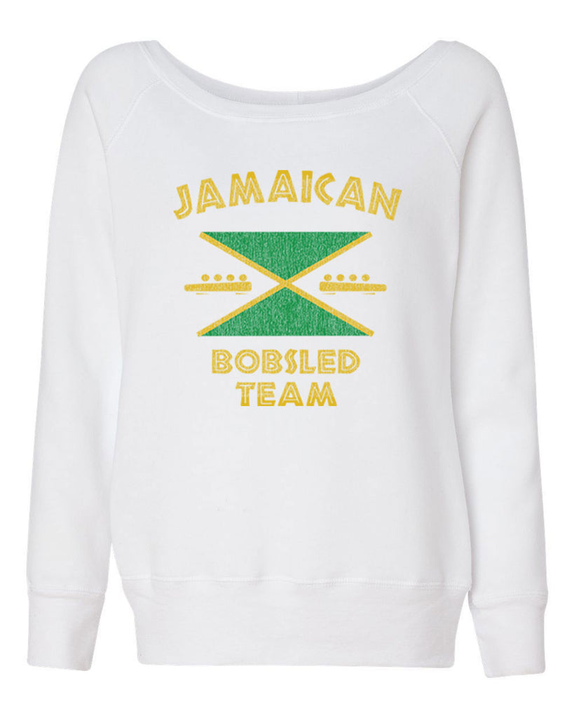 Hot Press Apparel Women's Off the Shoulder Sweatshirt Jamaican Bobsled Team