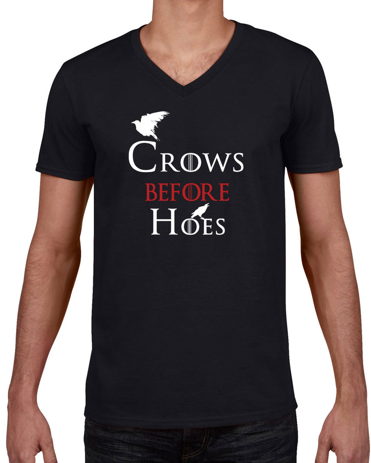 Men's Short Sleeve V-Neck T-Shirt - Crows Before Hoes