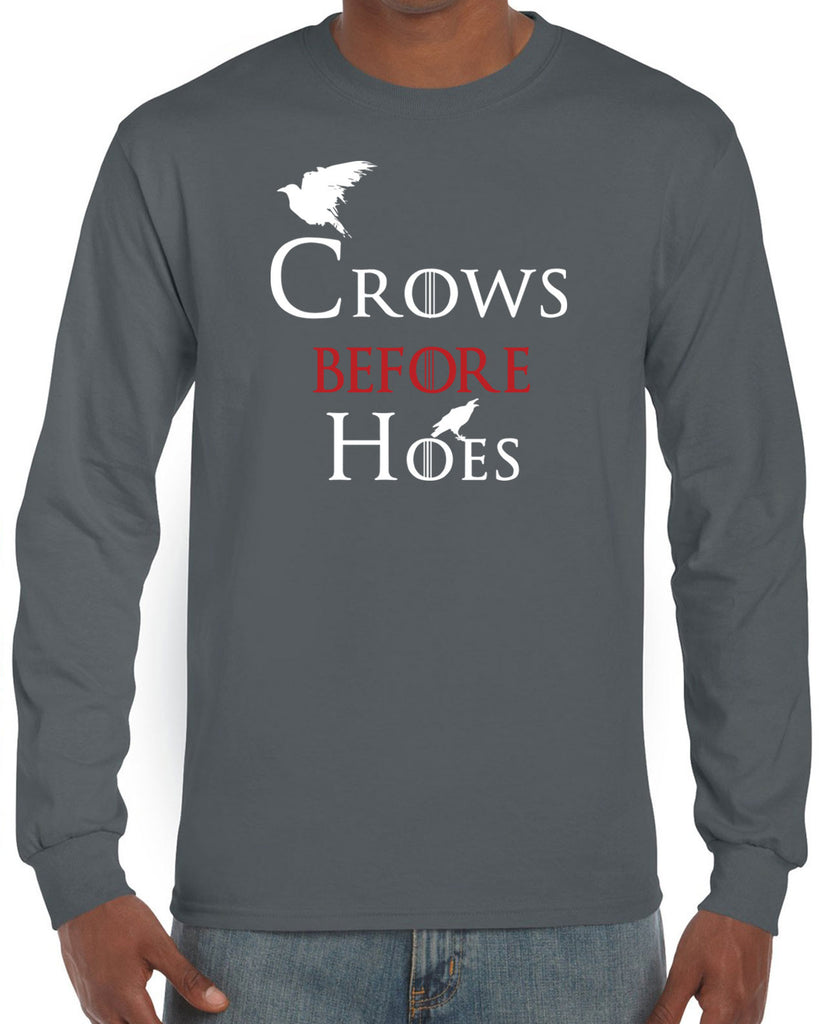 Hot Press Apparel Mens Crows Before Hoes Long Sleeve Shirt