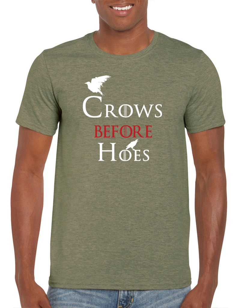 Hot Press Apparel Mens Crows Before Hoes Mens T-shirt GOT Game Thrones TV Show Gift Present