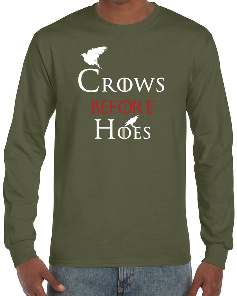 Hot Press Apparel Mens Crows Before Hoes Long Sleeve Shirt