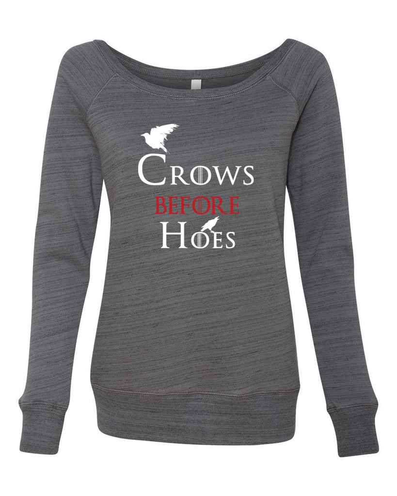 Hot Press Apparel Crows Before Hoes Womens Off the Shoulder Sweatshirt
