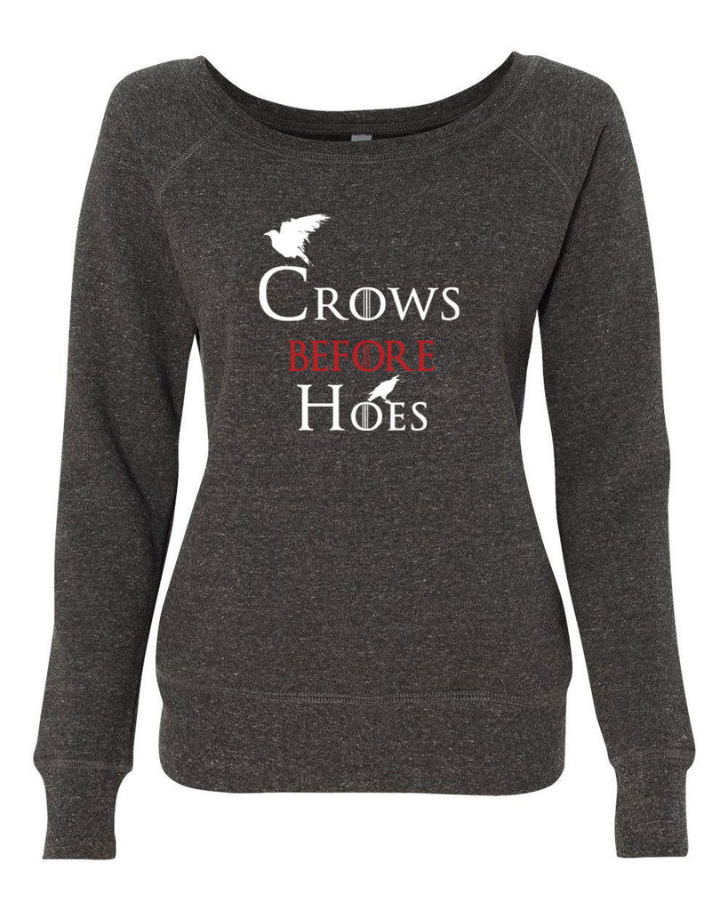 Hot Press Apparel Crows Before Hoes Womens Off the Shoulder Sweatshirt