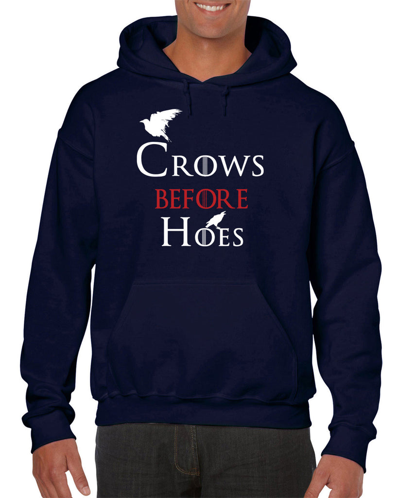 Hot Press Apparel Crows Before Hoes Mens Hoodie GOT Game Thrones TV Show The Wall Nights Watch Gift Present