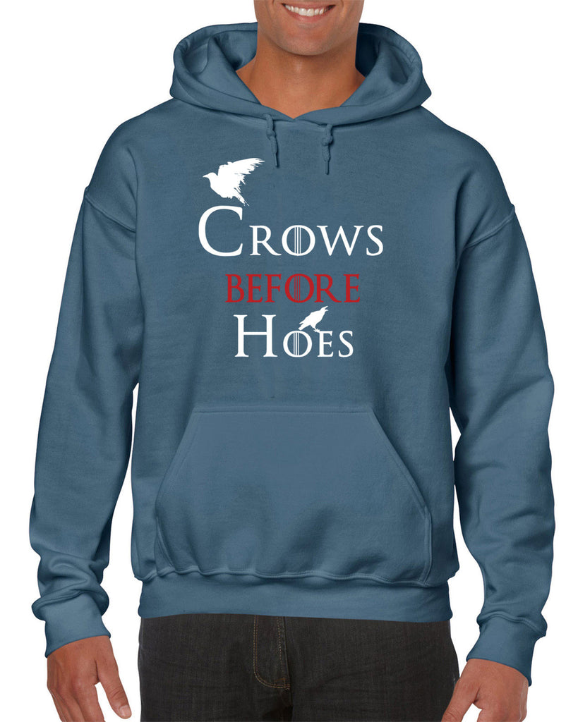 Hot Press Apparel Crows Before Hoes Mens Hoodie GOT Game Thrones TV Show The Wall Nights Watch Gift Present
