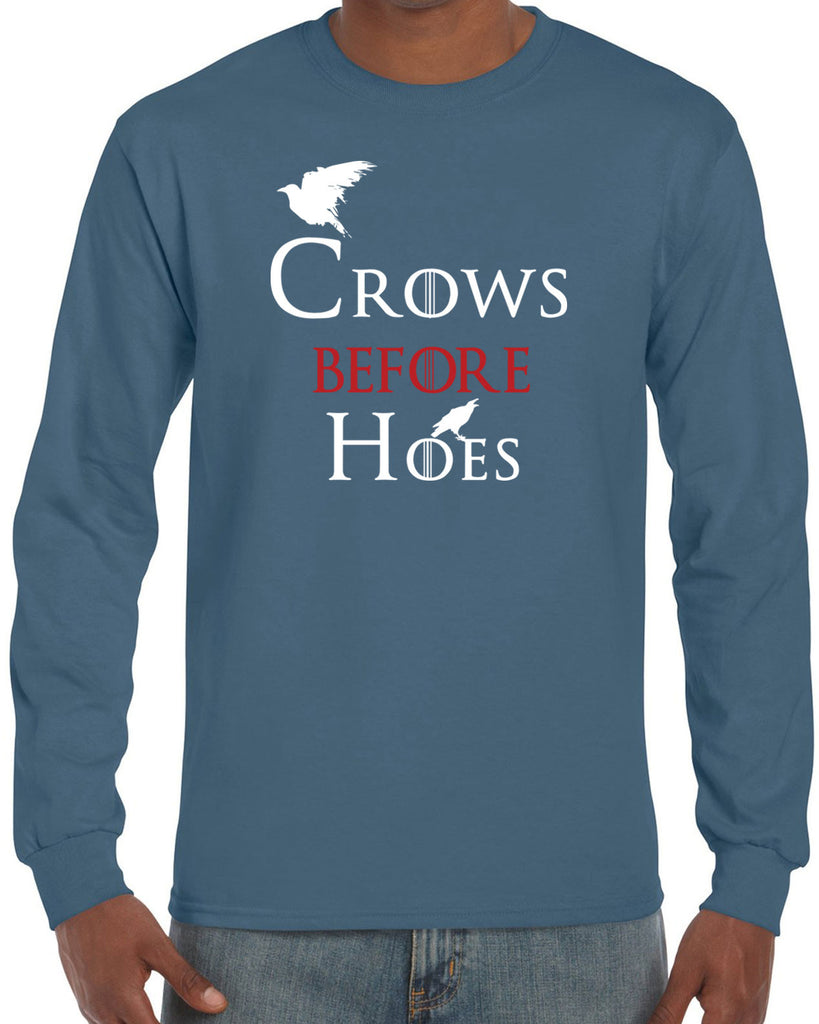 Hot Press Apparel Mens Crows Before Hoes Long Sleeve Shirt