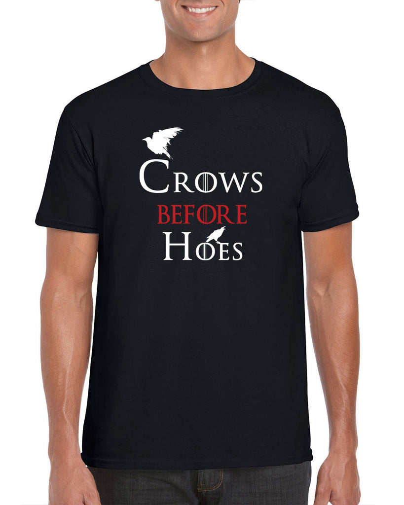Hot Press Apparel Mens Crows Before Hoes Mens T-shirt GOT Game Thrones TV Show Gift Present