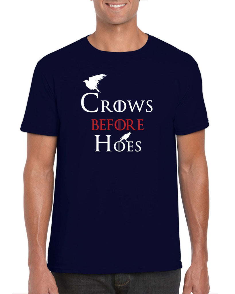 Hot Press Apparel Mens Crows Before Hoes Mens T-shirt GOT Game Thrones TV Show Gift Present