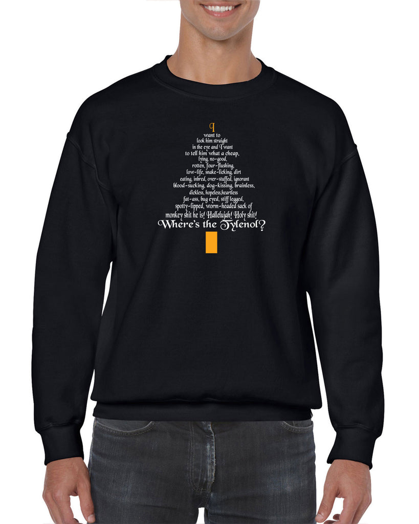 Unisex Crew Sweatshirt - Clark Rant - Funny Ugly Christmas Sweater Holiday Griswold Vacation Movie Gift Present All Sizes/Colors Christmas Tree Party Black