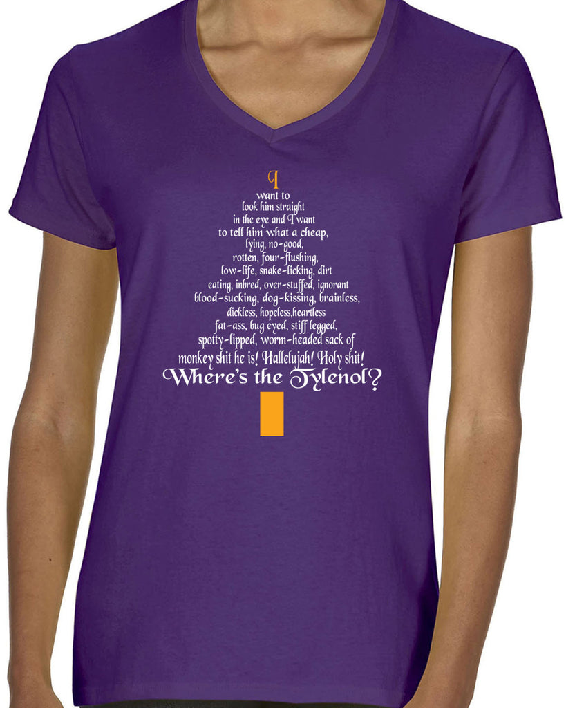 Women's Short Sleeve V-Neck T-Shirt - Clark Rant - Funny Christmas Holiday Gift Present Christmas Vacation Griswold Movie All Sizes and Colors