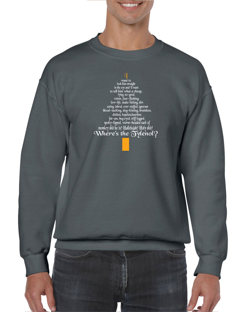 Unisex Crew Sweatshirt - Clark Rant - Funny Ugly Christmas Sweater Holiday Griswold Vacation Movie Gift Present All Sizes/Colors Christmas Tree Party Grey