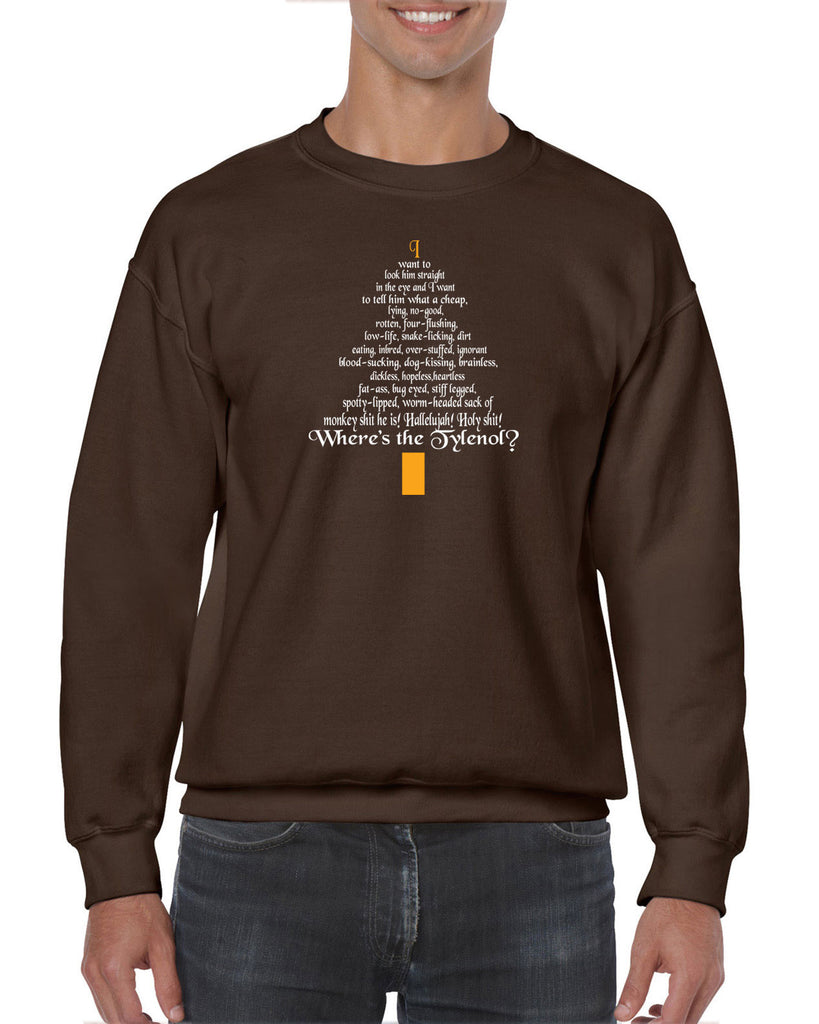 Unisex Crew Sweatshirt - Clark Rant - Funny Ugly Christmas Sweater Holiday Griswold Vacation Movie Gift Present All Sizes/Colors Christmas Tree Party Brown