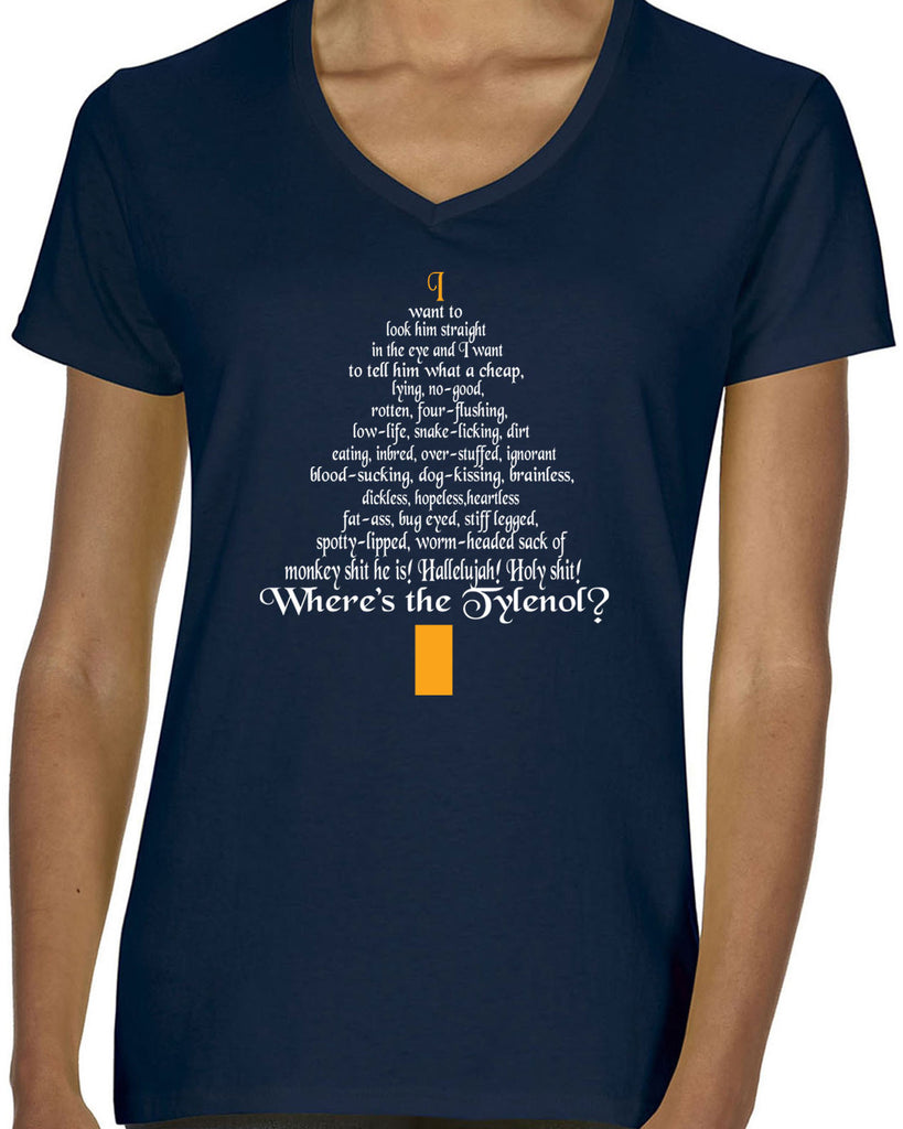 Women's Short Sleeve V-Neck T-Shirt - Clark Rant - Funny Christmas Holiday Gift Present Christmas Vacation Griswold Movie All Sizes and Colors