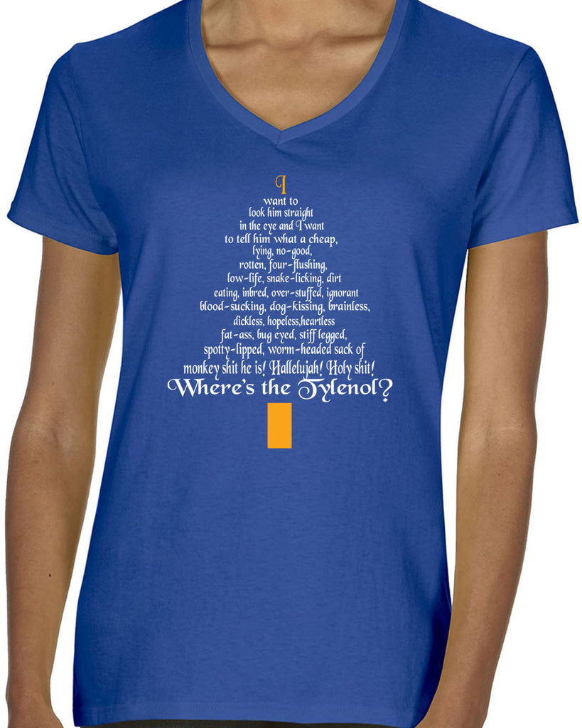 Women's Short Sleeve V-Neck T-Shirt - Clark Rant - Funny Christmas Holiday Gift Present Christmas Vacation Griswold Movie All Sizes and Colors