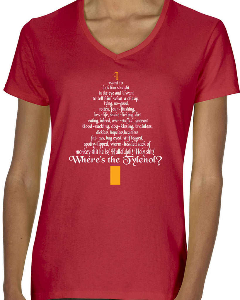 Women's Short Sleeve V-Neck T-Shirt - Clark Rant - Funny Christmas Holiday Gift Present Christmas Vacation Griswold Movie All Sizes and Colors