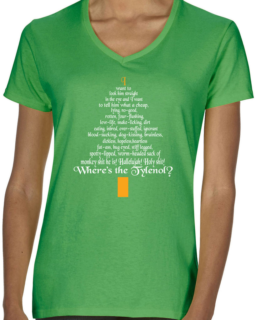 Women's Short Sleeve V-Neck T-Shirt - Clark Rant - Funny Christmas Holiday Gift Present Christmas Vacation Griswold Movie All Sizes and Colors