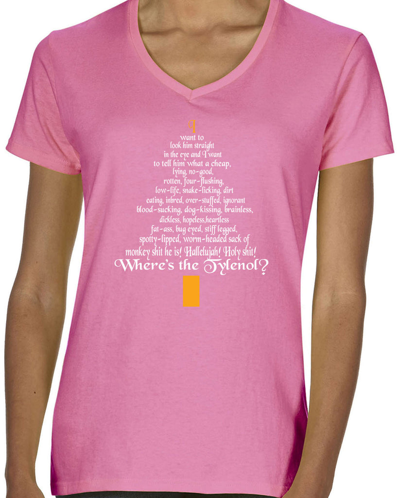 Women's Short Sleeve V-Neck T-Shirt - Clark Rant - Funny Christmas Holiday Gift Present Christmas Vacation Griswold Movie All Sizes and Colors