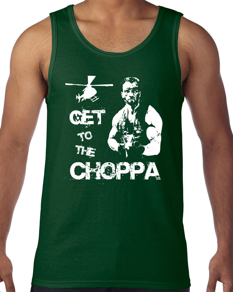 Hot Press Apparel Tank Top Get to the Choppa predator 80s movie arnold schwarzenegger action adventure alien da choppa chopper helicopter military