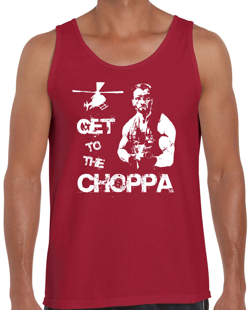 Hot Press Apparel Tank Top Get to the Choppa predator 80s movie arnold schwarzenegger action adventure alien da choppa chopper helicopter military