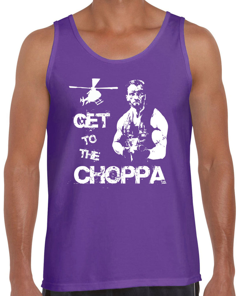 Hot Press Apparel Tank Top Get to the Choppa predator 80s movie arnold schwarzenegger action adventure alien da choppa chopper helicopter military