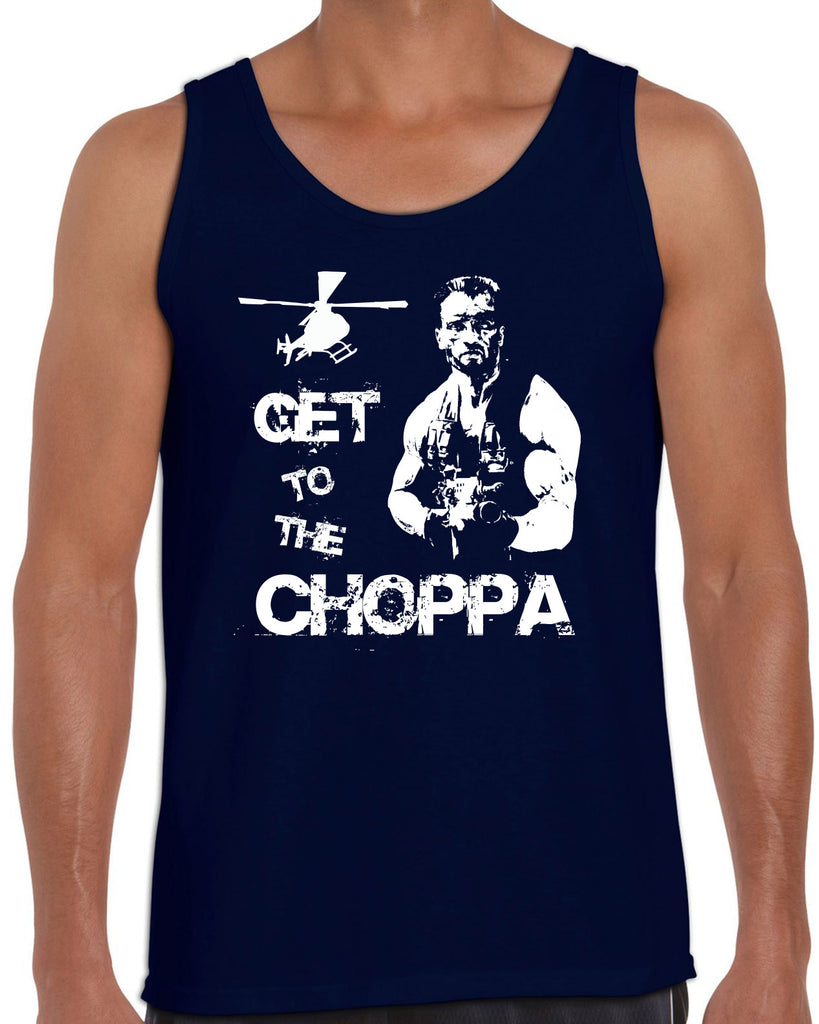 Hot Press Apparel Tank Top Get to the Choppa predator 80s movie arnold schwarzenegger action adventure alien da choppa chopper helicopter military