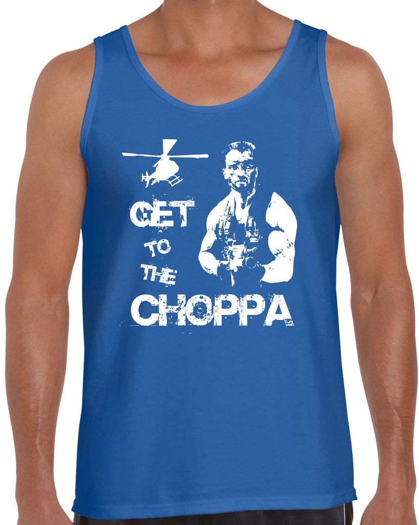 Hot Press Apparel Tank Top Get to the Choppa predator 80s movie arnold schwarzenegger action adventure alien da choppa chopper helicopter military