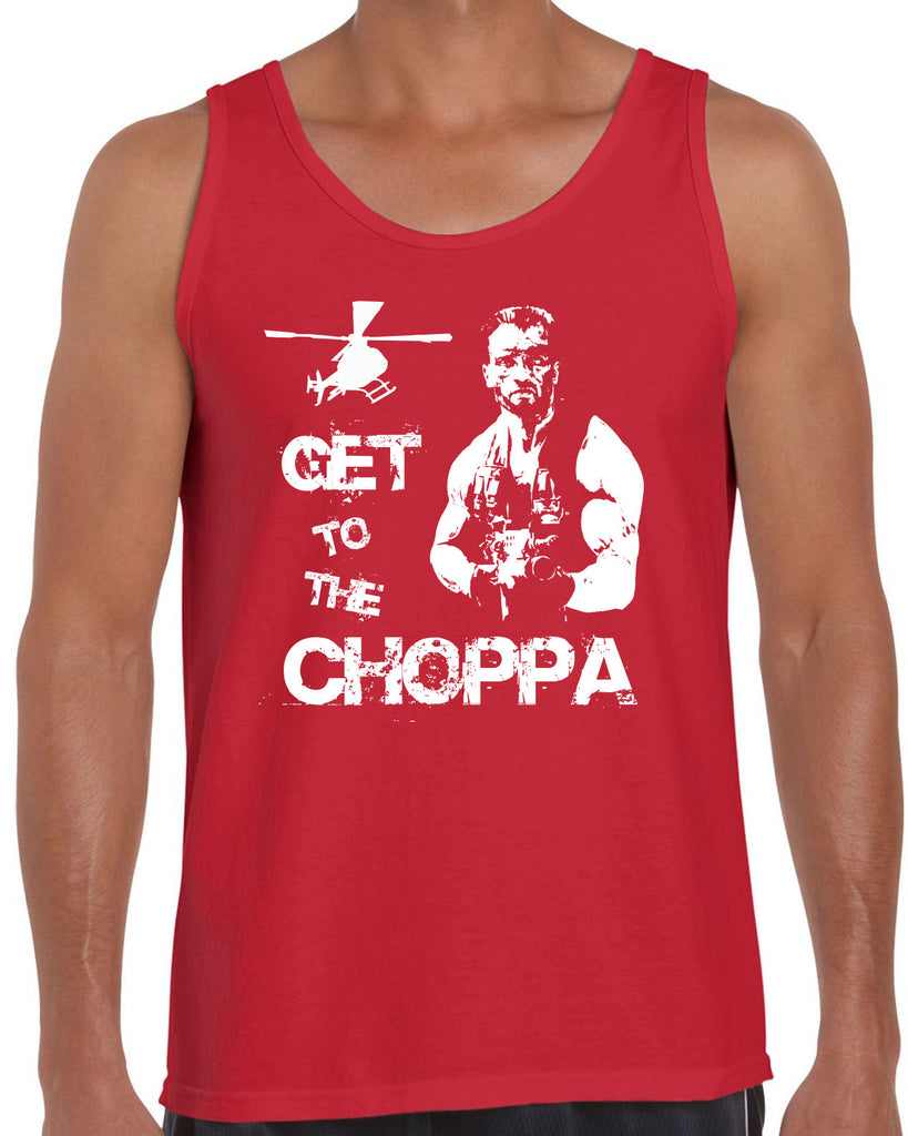 Hot Press Apparel Tank Top Get to the Choppa predator 80s movie arnold schwarzenegger action adventure alien da choppa chopper helicopter military