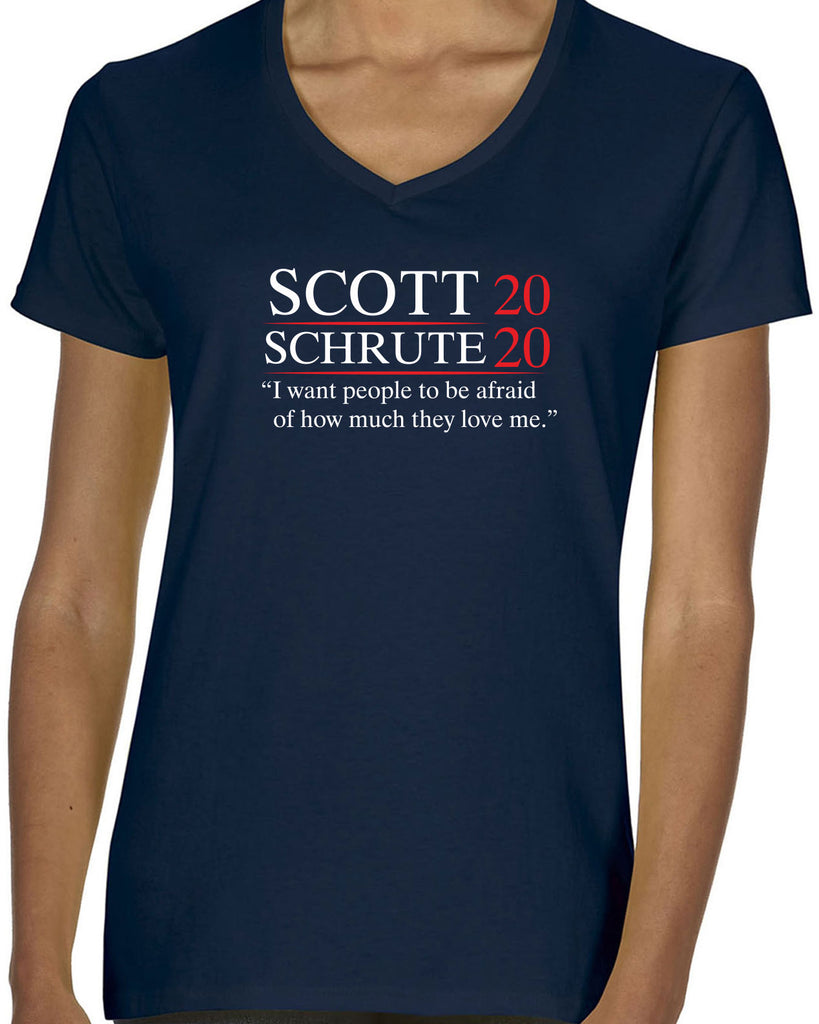 Scott Schrute 2020 Womens V-neck Shirt funny the office michael dwight campaign election president tv show