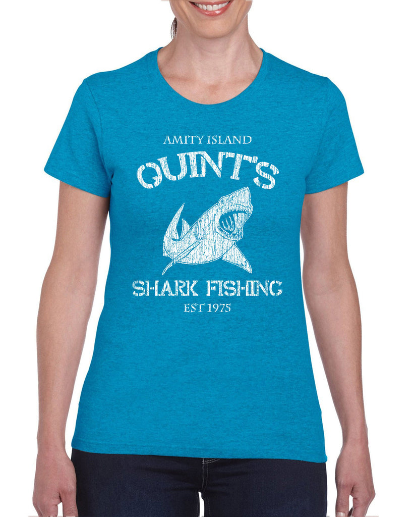 Hot Press Apparel Women's Short Sleeve Shirt comfy Quint's Shark fishing great white Jaws 70s movie scary Amity Island costume