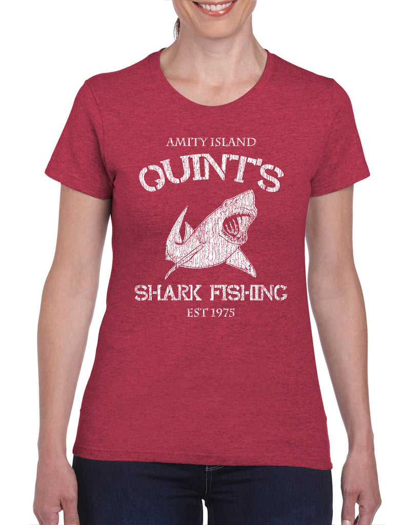 Hot Press Apparel Women's Short Sleeve Shirt comfy Quint's Shark fishing great white Jaws 70s movie scary Amity Island costume