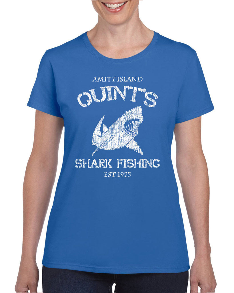 Hot Press Apparel Women's Short Sleeve Shirt comfy Quint's Shark fishing great white Jaws 70s movie scary Amity Island costume