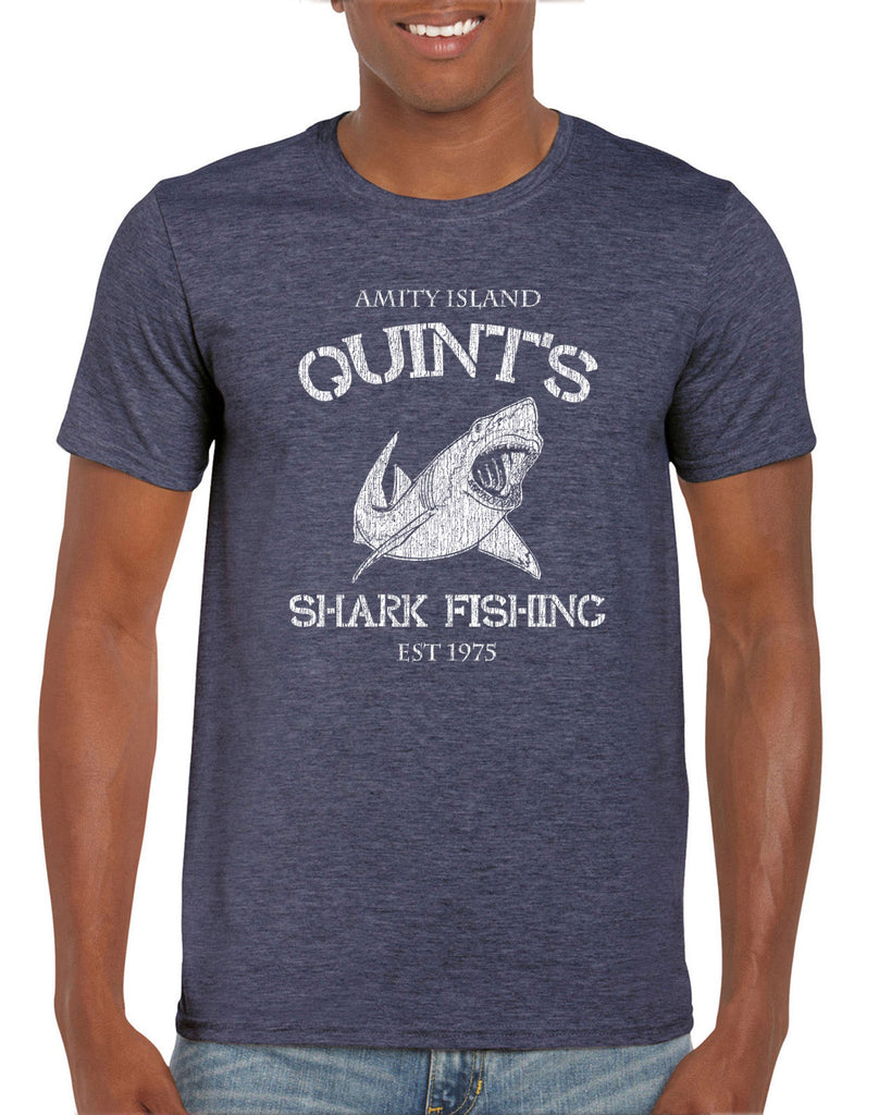 Hot Press Apparel Mens T-Shirt comfy Quint's Shark fishing great white Jaws 70s movie scary Amity Island costume