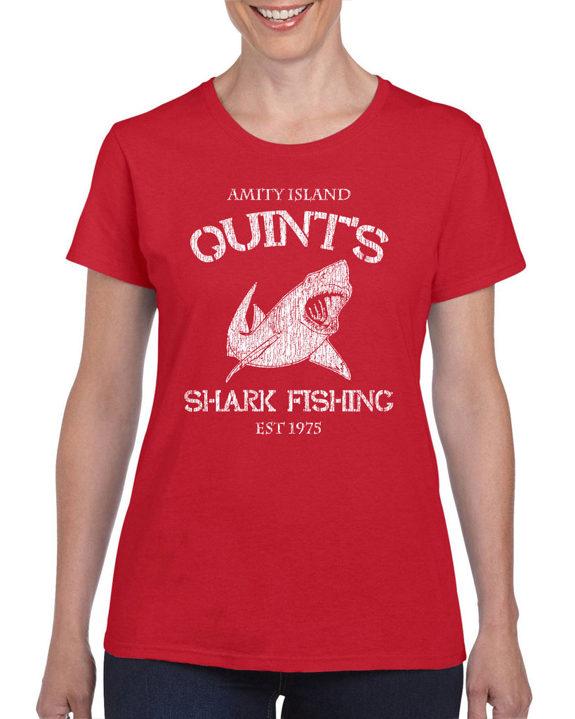 Hot Press Apparel Women's Short Sleeve Shirt comfy Quint's Shark fishing great white Jaws 70s movie scary Amity Island costume